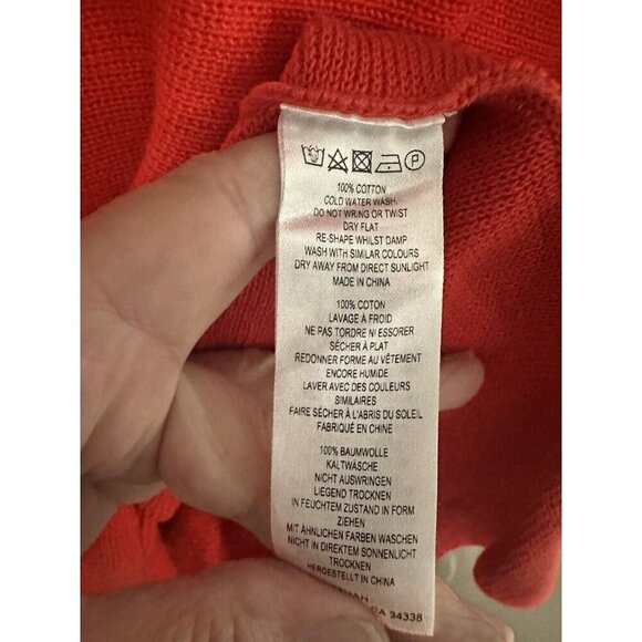 French Connection Women's Oversized Knit Blouse 100% Cotton Cutout S/S Christmas - Picture 9 of 9